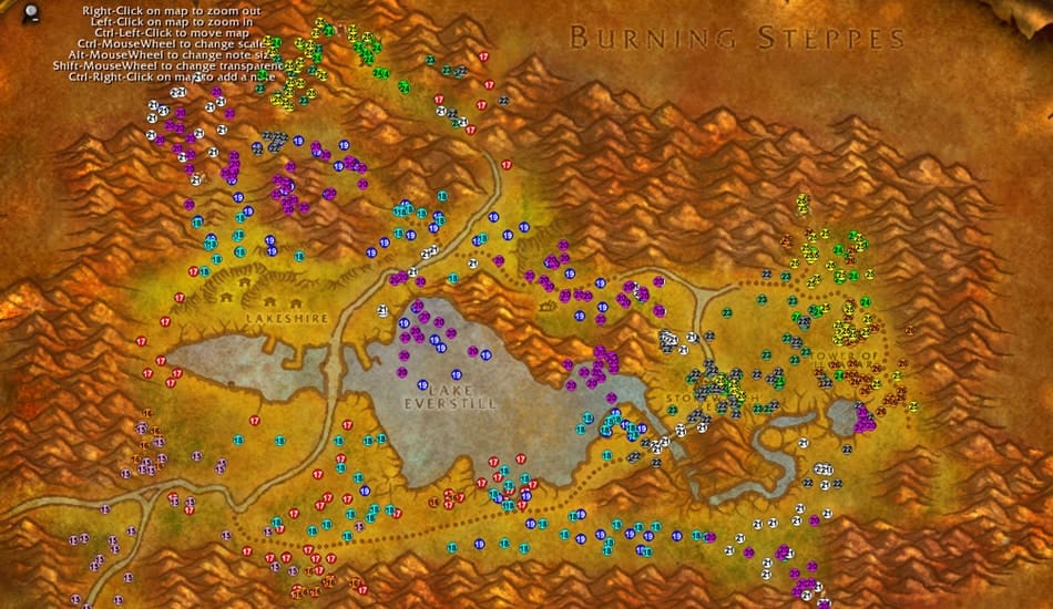 Redridge Mountains Mob Levels and Desnsity