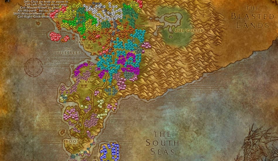 Stranglethorn Vale Mob Levels and Desnsity